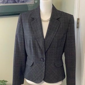 🦋TAHARI 12 petite L/S suit jacket, gray plaid